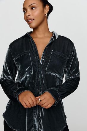Pilcro Hadley Velvet Relaxed Buttondown Shirt