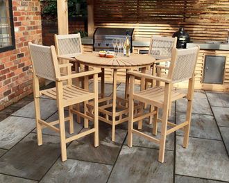 Royalcraft Roma 4 Seat Rope Bar Set with High Chairs