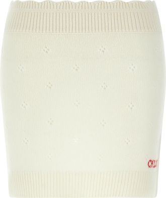 Chlo&eacute; White Wool Long Womens Skirt