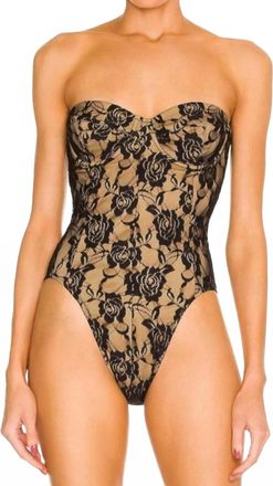 Norma Kamali Mio Corset Strapless One Piece Swimsuit In Black Rose Nude