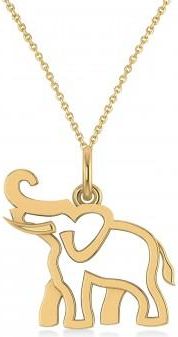 Allurez Elephant Charm Pendant Necklace 14K Yellow Gold