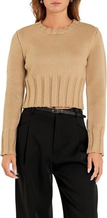 English Factory Cutout Crop Sweater in Taupe at Nordstrom, Size X-Small