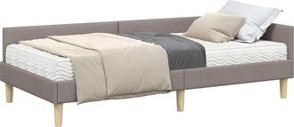vidaXL Estructura De Cama Esquina Con Colch&oacute;n 2 Uds. Taup&eacute; 90 X 190 Cm Vidaxl