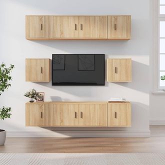 Berkfield Home 8 Piece TV Cabinet Set Sonoma Oak Engineered Wood in Brown