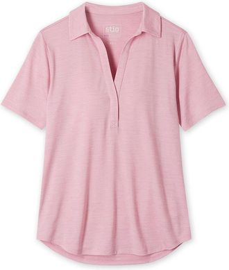 Stio | Womens Alpin Lightweight Merino Polo Shirt Short Sleeve, Size Extra Large in Rustic Rose