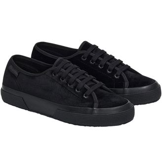Superga Womens Unisex Adult 2750 Velvet Trainers (Total Black) - Size UK 4