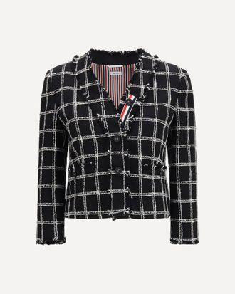 Thom Browne Giacca Cardigan in tweed con motivo a quadri Woman 44