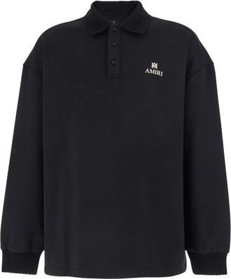 Amiri Polo-Neck Sweatshirt - Heren - Sweatshirts - Zwart - L - Katoen - Hoodies & sweatvesten
