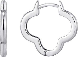 Adornia Adornia Silver Plated Clover Hoop Earrings