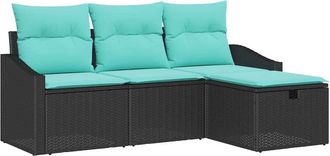 vidaXL Juego De Sof&aacute; 4 Uds. Negro Polirat&aacute;n Vidaxl