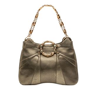 Gucci Pre-owned Gucci Metallic Calfskin Bamboo Ring Chain Shoulder Bag Ladies SPVJ9DSOXML821VF