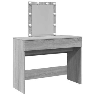 Berkfield Home Dressing Table with LED Grey Sonoma 100x40x130 cm | Size: 100 x 40 x 130 cm
