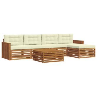 vidaXL Conjunto De Sof&aacute;s De Exterior Con Coj&iacute;n 6 Pcs Natural Y Crema Vidaxl