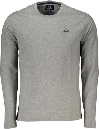La Martina Elegante T-shirt met Lange Mouwen en Ronde Hals - Heren - Longsleeves - Grijs - 2XL - Katoen - Tops