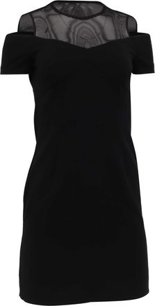 Sandro Sandro Off-Shoulder Mesh Accent Mini Dress in Black Polyester