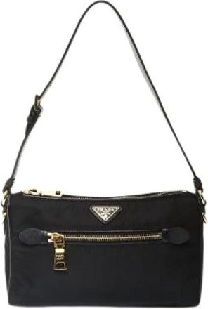 Prada Pre-owned Shoulder Bags, female, Black, Size: ONE SIZE Pre-owned Nylon Shoulder Bag