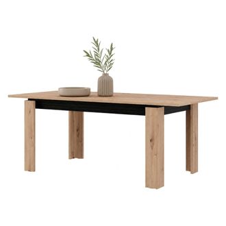 Dmora Mesa Fija Ulass, 8 Plazas, Rectangular, Acabado Roble Nudos, 160x90x77h Cm, Marr&oacute;n Roble Nudos