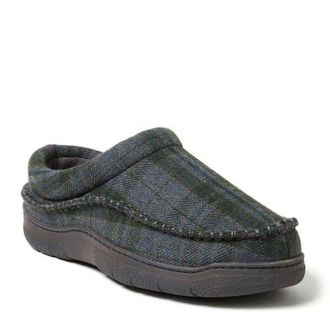 Dearfoams Thompson Plaid Moccasin Toe Clog Slipper in Blue at Nordstrom, Size X-Large