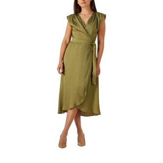 Suncoo Kleedjes, Dames, Groen, S, Denim, Groene Midi Jurk Cesaria Charme