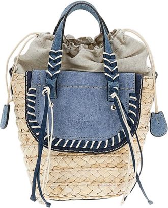 Cuba Lab Light Blue Habanera Raffia Suede Handbag