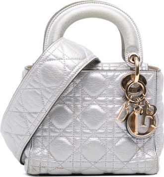Dior Pre-owned Dior Mini Metallic Grained Calfskin Cannage Lady Dior Ladies 02-MA-0127