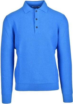 KANGRA Polo van gebreide stof - Heren - Ronde hals truien - Blauw - L - Wol - Truien & Vesten