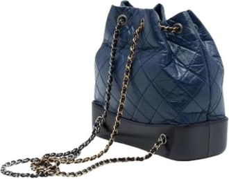 Chanel Pre-owned Backpack - Dames - Vintage Tas - Blauw - ONE Size - Leer - Vintage