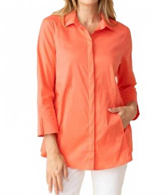 Habitat Perfect Travel Hidden Placket Shirt In Papaya