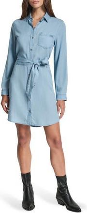 DKNY Tie Waist Long Sleeve Shirtdress in Chambray at Nordstrom Rack, Size X-Large