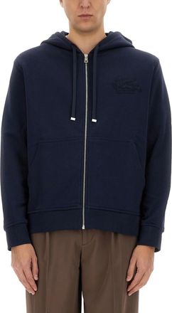 Etro Navy Blue Logo Hoodie