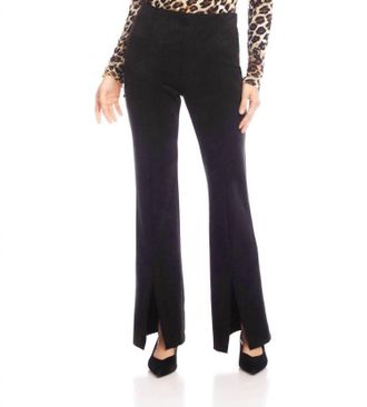 Karen Kane Faux Suede Front Slit Pants In Black
