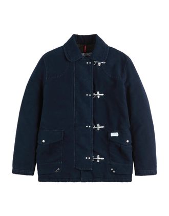 Fay Dark Navy Quilted Toggle Structured Jacket