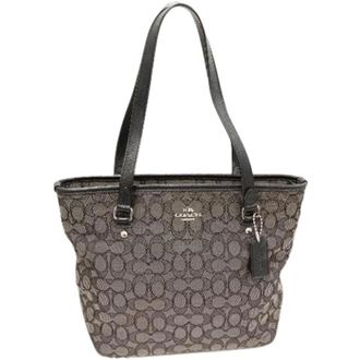 Coach Pre-owned Canvas Calfskin Signature 2way Bag - - Pre-owned - Donna - Grigio - ONE SIZE