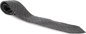 Giorgio Armani Gestreepte stropdas met stip - Grijs