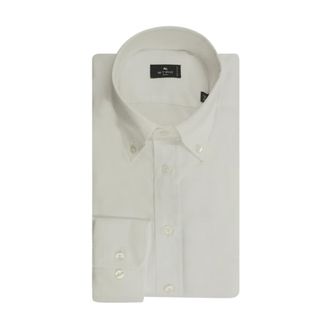 Etro Overhemd met Knoopsluiting en Logo - Heren - Zakelijke Overhemden - Wit - 3XL - Katoen - Overhemden