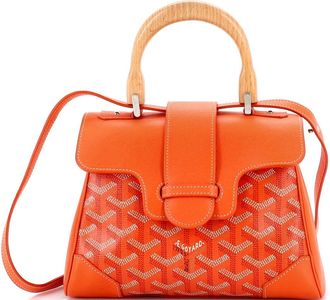 Goyard Saigon Top Handle Bag Coated Canvas with Leather Mini