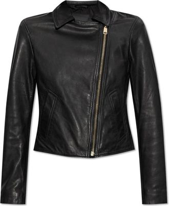 AllSaints Jas Vela - Dames - Leren en Su&egrave;de Jassen - Zwart - L - Leer - Jassen