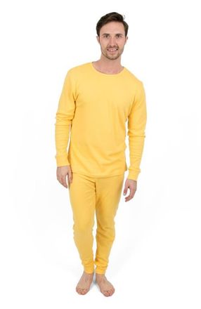 Leveret Mens Cotton Solid Matching Family Pajamas in Yellow at Nordstrom, Size Xxx-Large