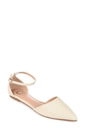 Journee Collection JOURNEE Reba Ankle Strap Flat in Bone at Nordstrom Rack, Size 8.5