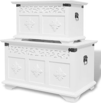 vidaXL Set De Ba&uacute;les De Almacenamiento 2 Unidades Blanco Vidaxl
