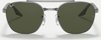 Ray-Ban RB3688 - Occhiali da sole squadrati color piombo con lenti verdi-Grigio