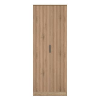 Welcome Furniture Alaska Ready Assembled 2 Door Wardrobe in Slat Effect & Nebraska Oak - Welcome Furniture | TJ Hughes