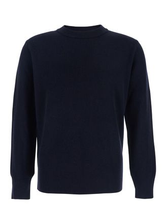KANGRA Blue Sweater With Ribbed Design In Wool Man