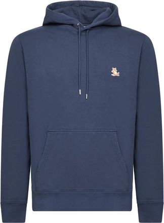 Maison Kitsun&eacute; Hoodies & sweatvesten, Heren, Blauw, S, Katoen, Blauw Sweatshirt met Capuchon en Logo