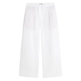 Tommy Hilfiger Wide Trousers, female, White, Size: XS Relaxed Linen Pull-On Pant