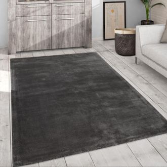Paco Home Paco Home - Alfombra Sal&oacute;n Vintage Pelo Corto Hecha A Mano Motivo Moderno Monocolor Gris, &Oslash; 200 Cm Redon