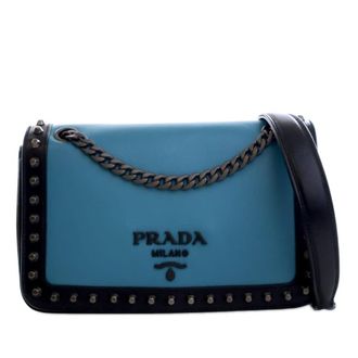 Prada Pre-owned Prada Bicolor Glace Calfskin Studded Crossbody Ladies CX8YS8PDRX3QXGGP