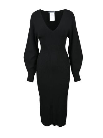 Alberta Ferretti Long Knit Dress Black