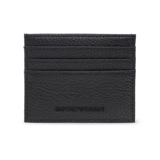 Emporio Armani Wallets & Cardholders, male, Black, Size: ONE SIZE Tumbled Leather Card Holder