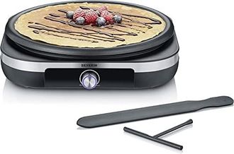 Severin Plancha De 1500 W - 38 Cm - Termostato Ajustable - Luz De Dos Colores - Placa Removible Antiadherente - Esp&aacute;tula + Repartidor